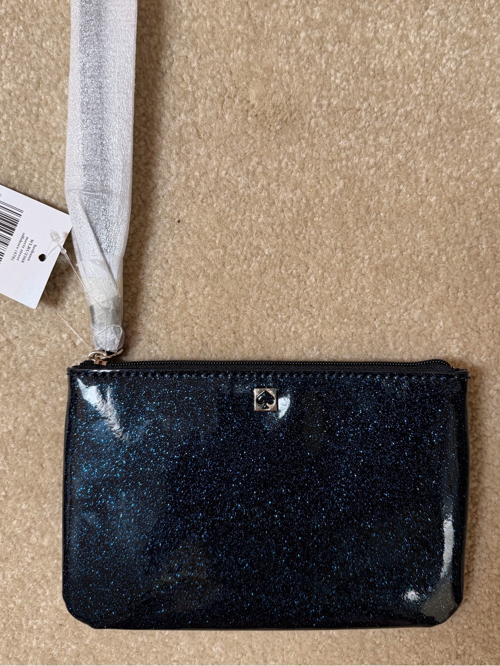 Kate Spade dark blue metallic clutch
